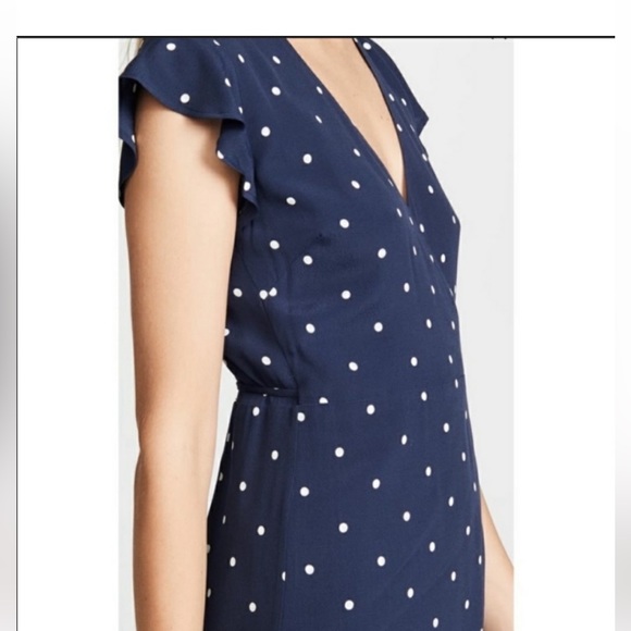 Rails Brenna True Wrap Mini Dress in Navy with White Micro Dot - Picture 3 of 6